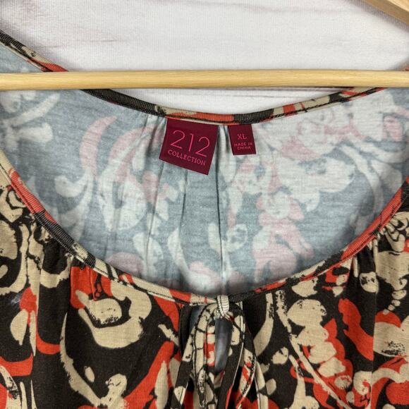 Women's 212 Brown Orange Floral Design All Over Print Blouse Size XL - Picture 3 of 6